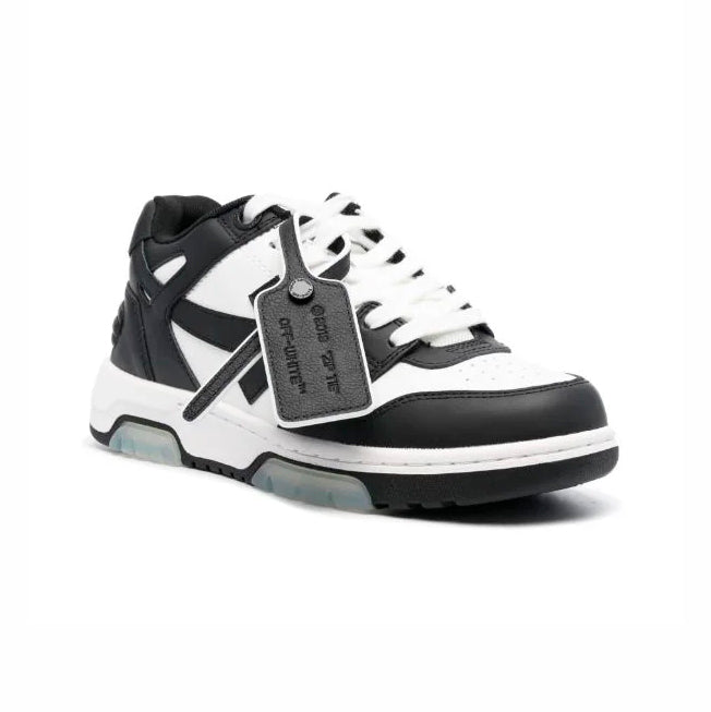 Off-White Out Of Office Sneakers Pelle Bianche e Nere Uomo